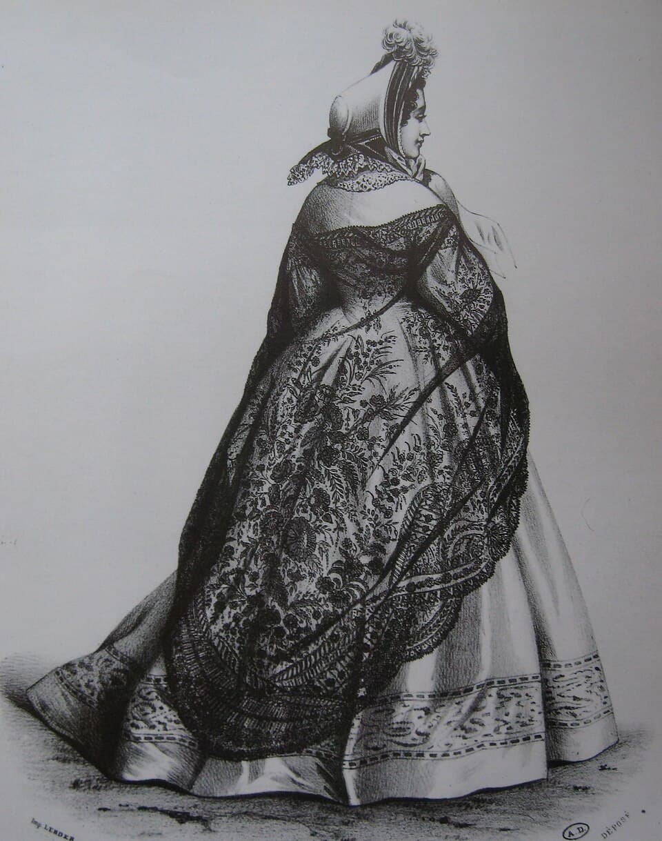 Fashion plate (Shawl of black Chantilly lace) — 2008-03-24 13:08:41 , collection Maciet